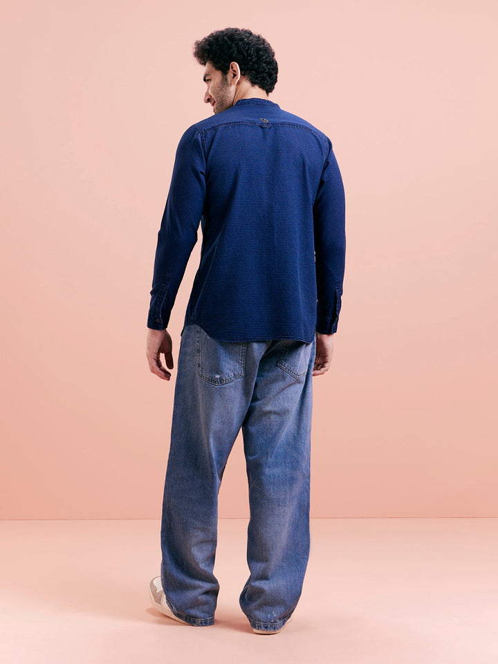 Indigo Blue Denim Short Kurta | SHOBITAM