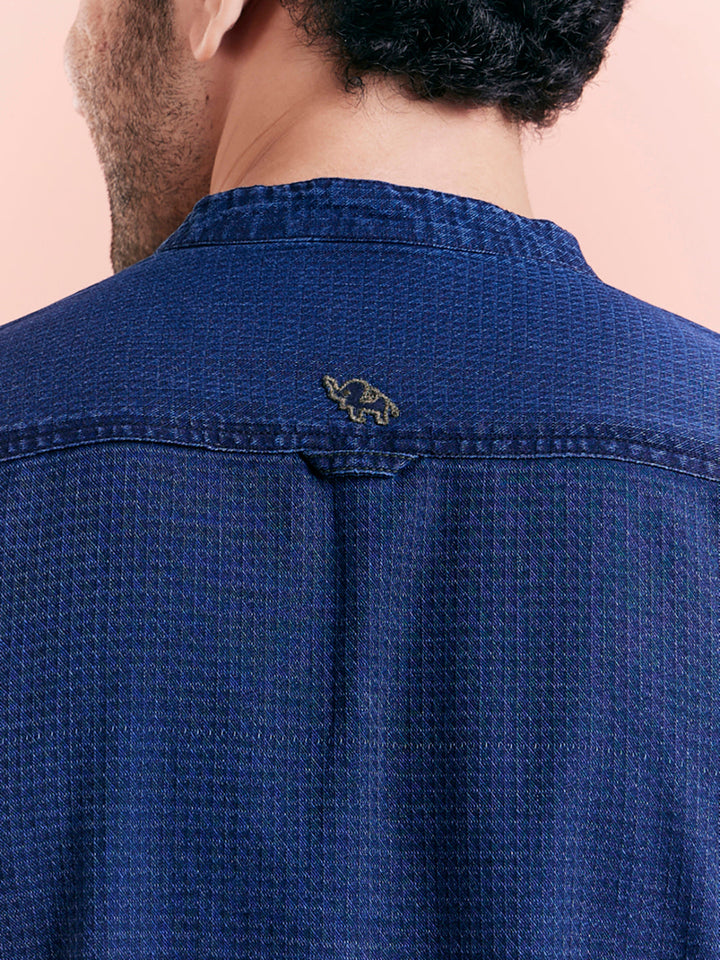 Indigo Blue Denim Short Kurta | SHOBITAM