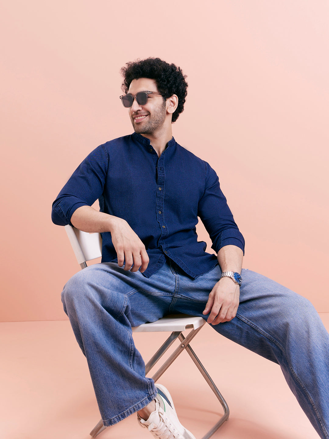 Indigo Blue Denim Short Kurta | SHOBITAM