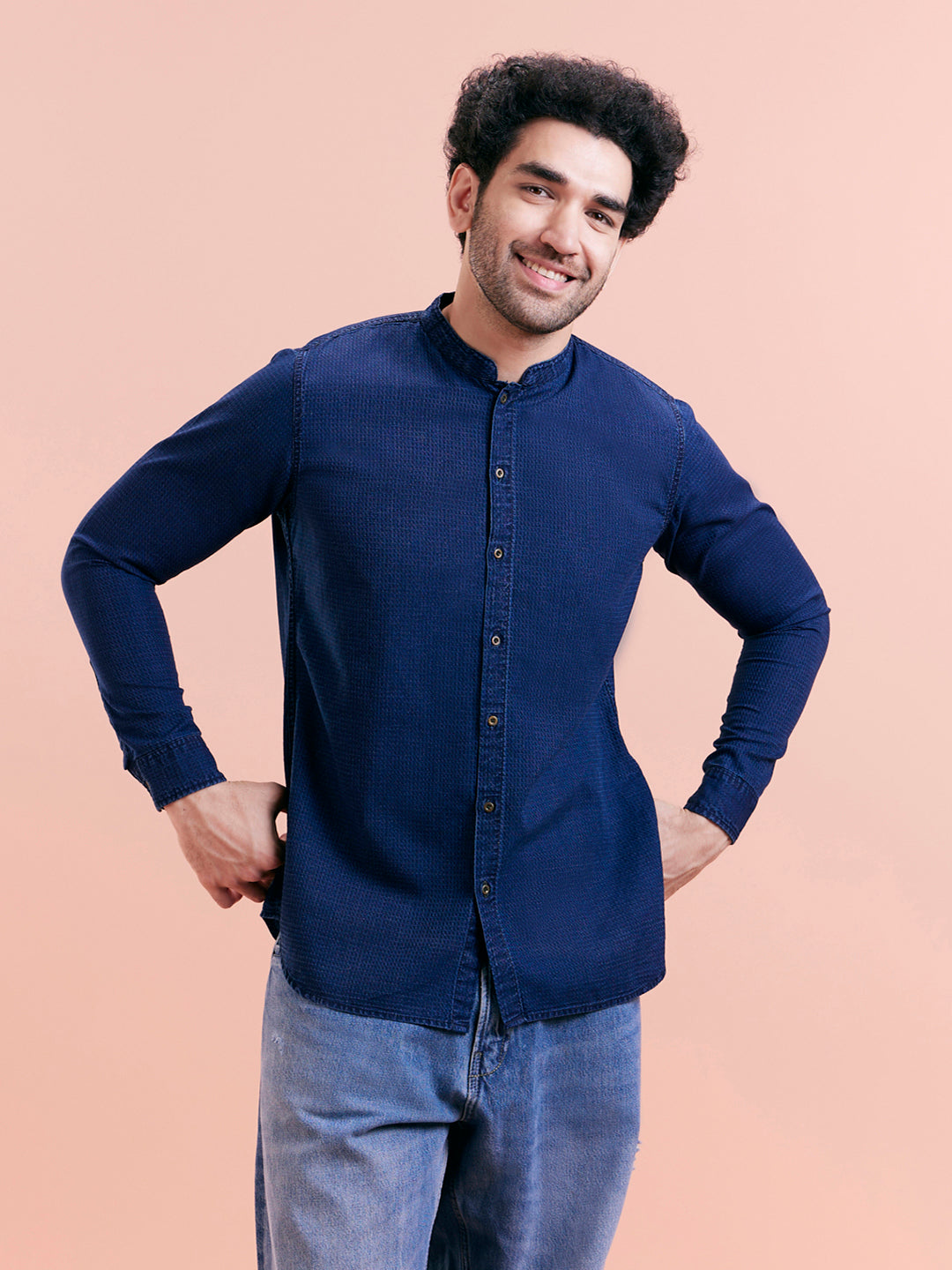 Indigo Blue Denim Short Kurta | SHOBITAM