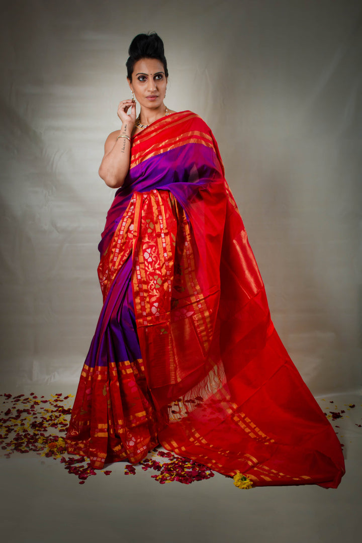 Mrigakshi - PRE-ORDER Designer Handwoven Jamdani Silk Saree | SILK MARK CERTIFIED | SHOBITAM