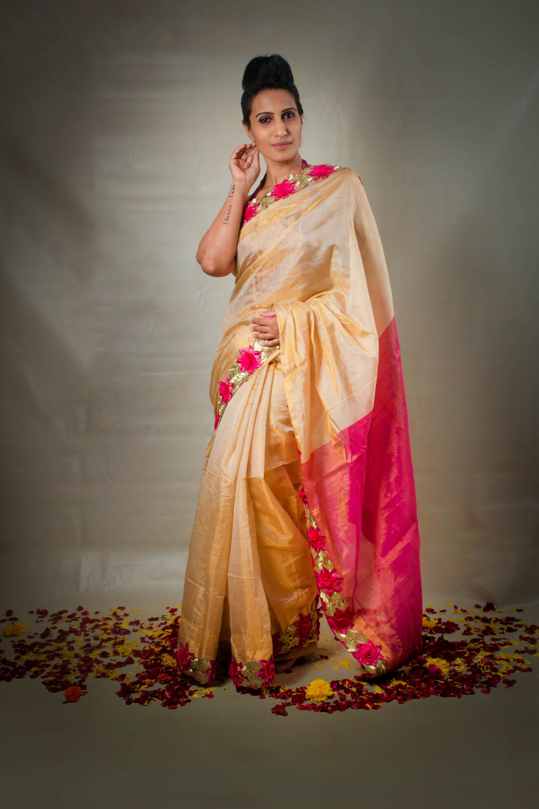 Mia - Designer Handwoven Saree With Floral Work | SILK MARK CERTIFIED | SHOBITAM