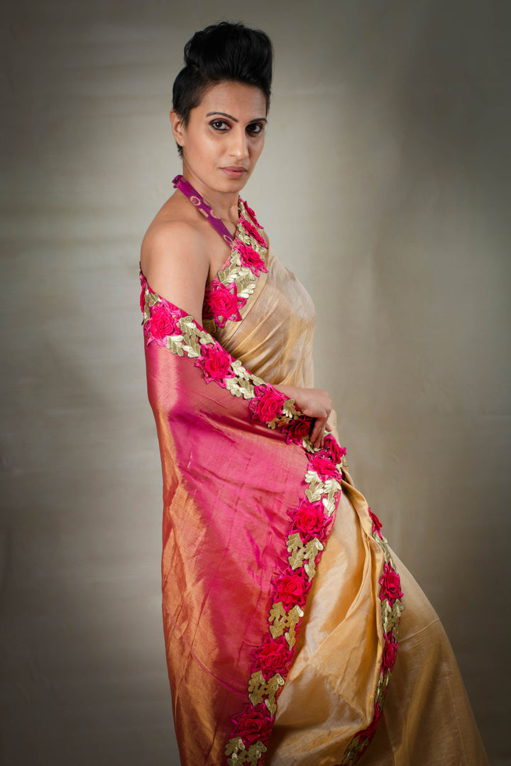 Mia - Designer Handwoven Saree With Floral Work | SILK MARK CERTIFIED | SHOBITAM