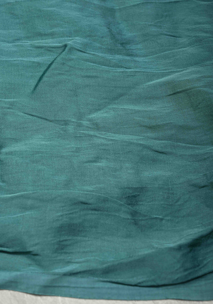 Dusty Teal Borderless Modal Silk Saree with Bandhani Design | SHOBITAM