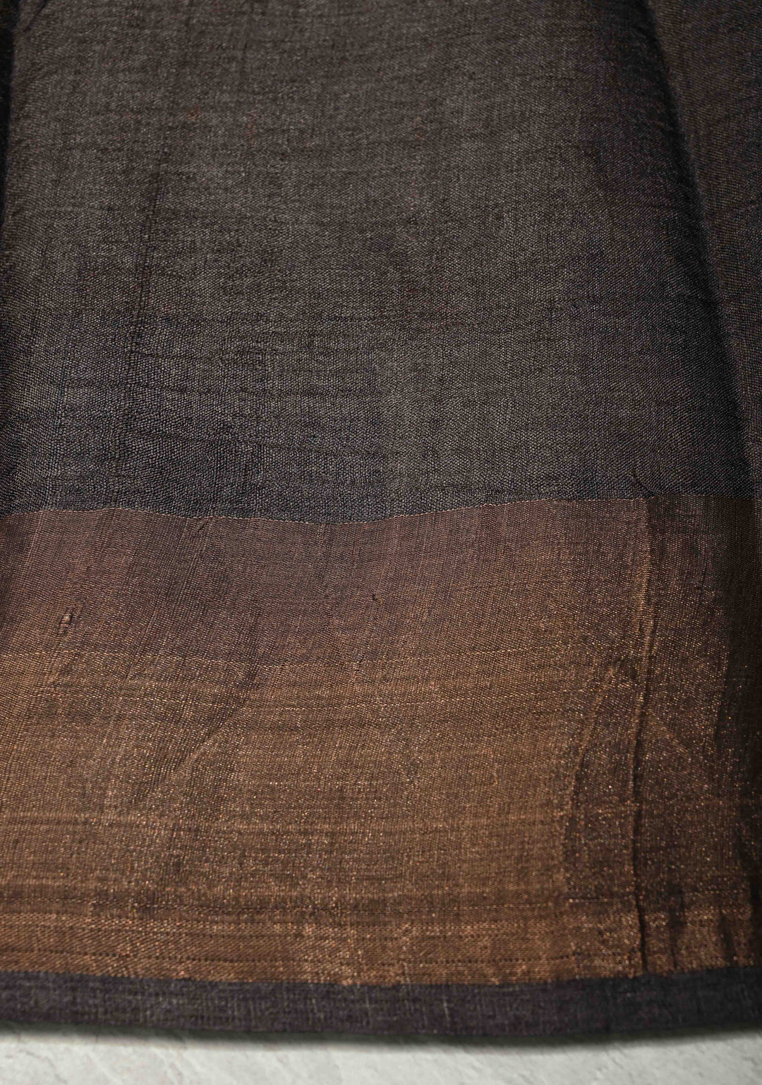 Blue Pure Handloom Jari Tussar Silk Saree with Block Print and Panel Design on Contrast Zari Border | SILK MARK CERTIFIED (Copy)