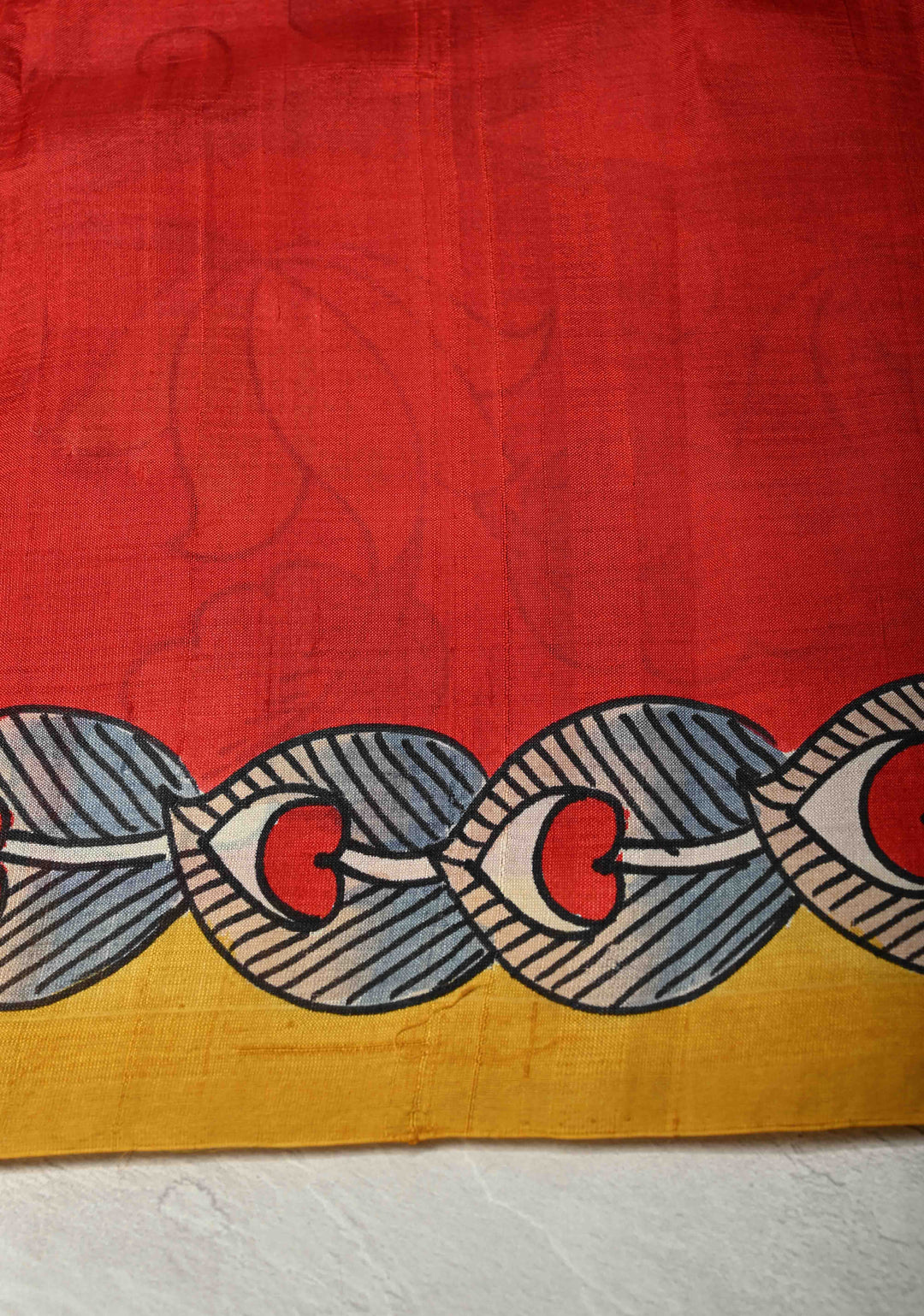 Ivory Pure Handloom Silk Saree with Kalamkari Handpainted Peacock Motifs and Contrast Border  | SILK MARK CERTIFIED