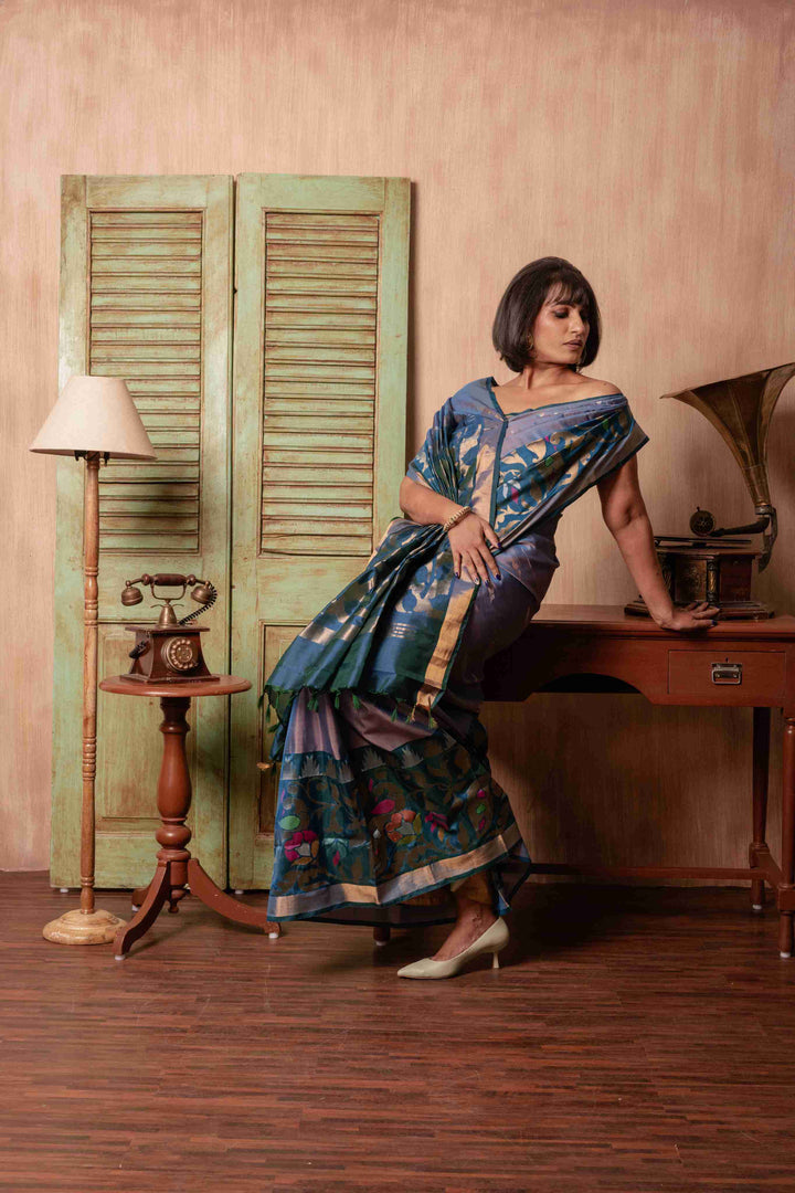 Andam - Pre Order Royal Handwoven Uppada Jamdani Silk Saree | SILK MARK CERTIFIED | SHOBITAM