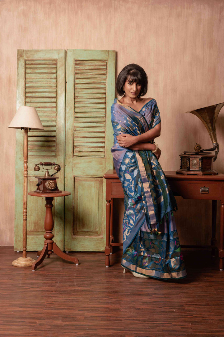 Andam - Pre Order Royal Handwoven Uppada Jamdani Silk Saree | SILK MARK CERTIFIED | SHOBITAM