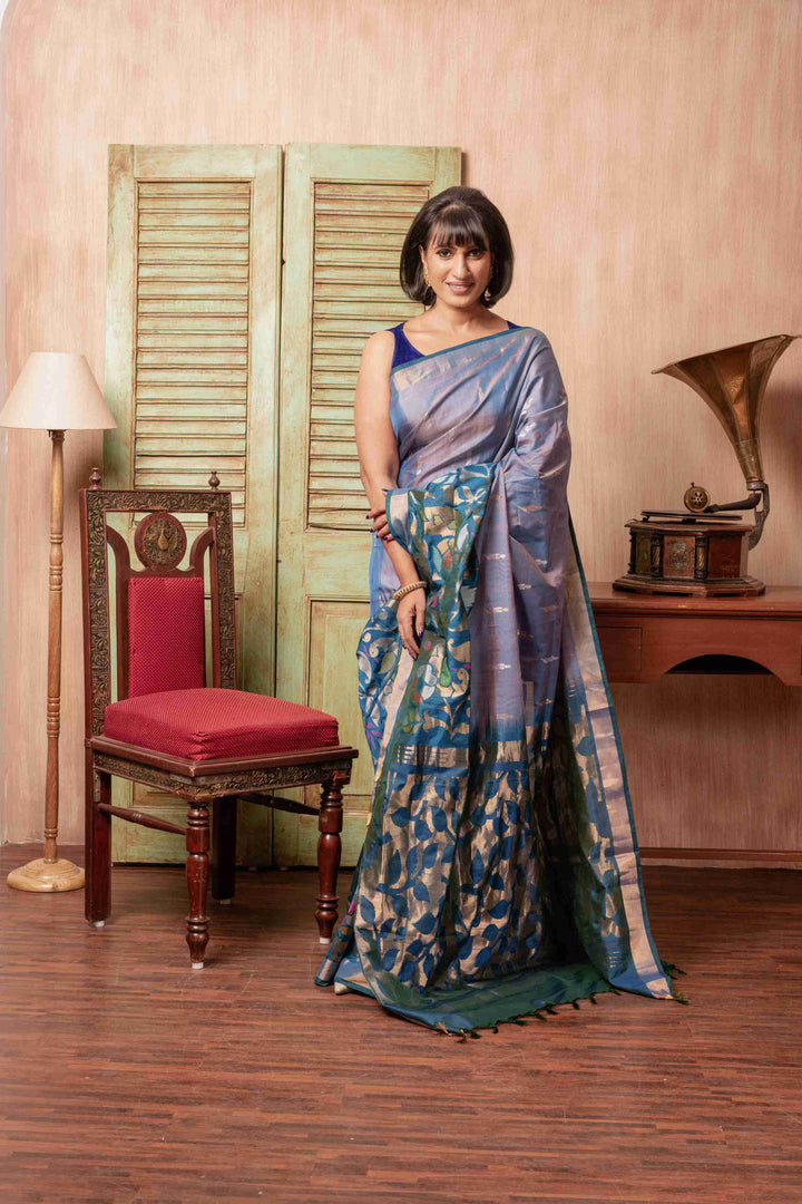 Andam - Pre Order Royal Handwoven Uppada Jamdani Silk Saree | SILK MARK CERTIFIED | SHOBITAM