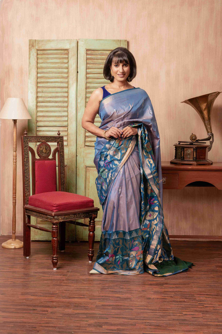 Andam - Pre Order Royal Handwoven Uppada Jamdani Silk Saree | SILK MARK CERTIFIED | SHOBITAM