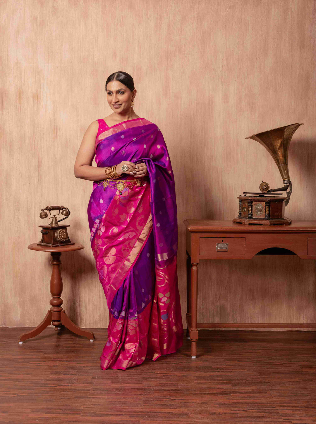 Sriya - PRE ORDER Royal Purple Handwoven Uppada Jamdani Silk Saree | SILK MARK CERTIFIED | SHOBITAM