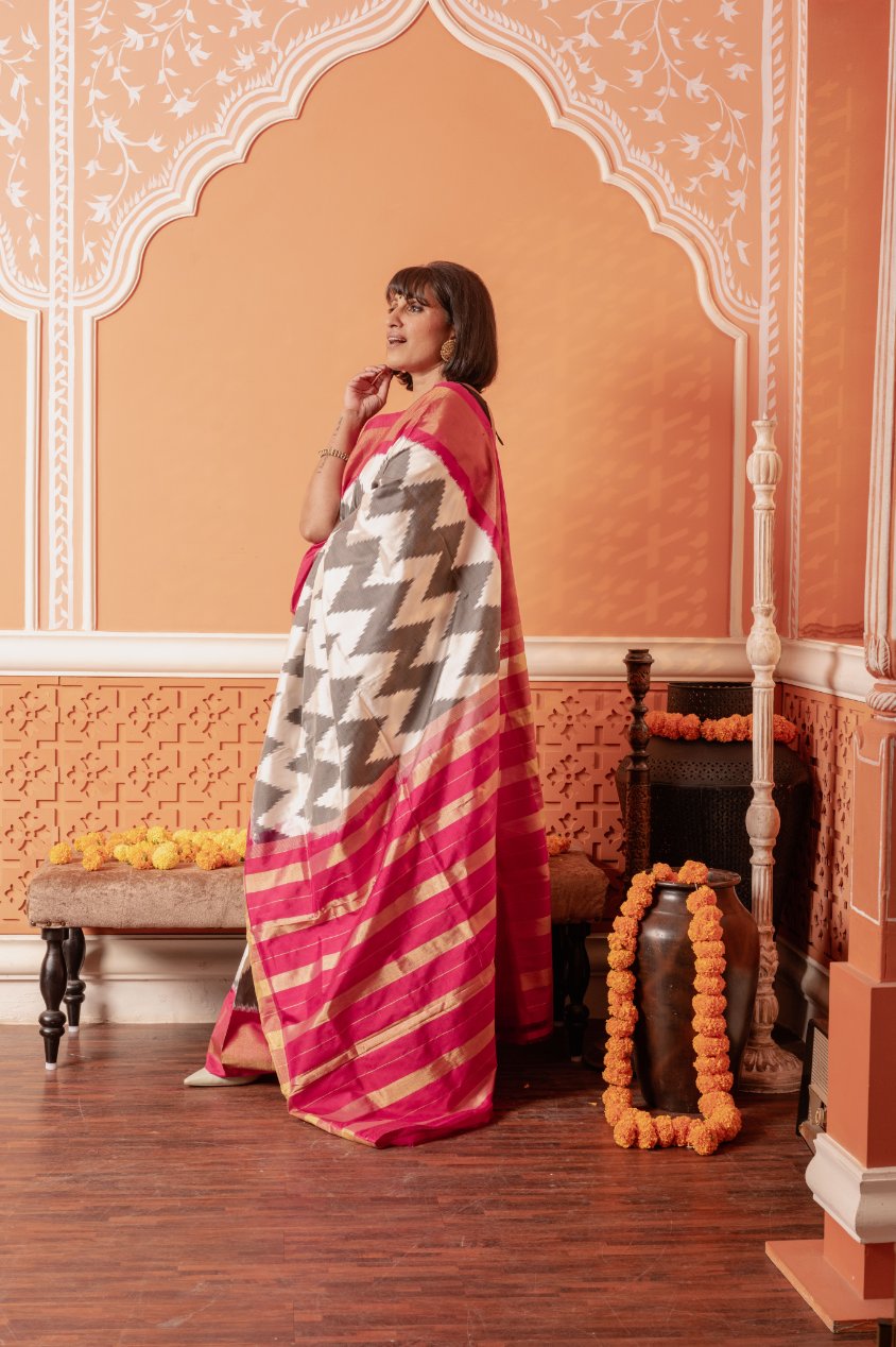 The Wall Street Diva- Handwoven Contemporary Silk Saree | SILK MARK CERTIFIED | SHOBITAM