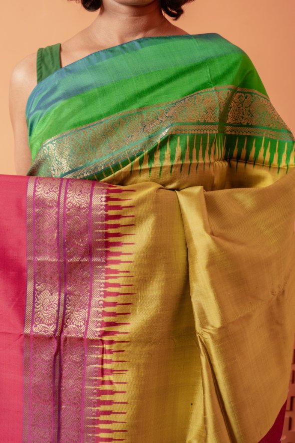 Tavasya - Handwoven Pochampally Silk Saree | SILK MARK CERTIFIED | SHOBITAM