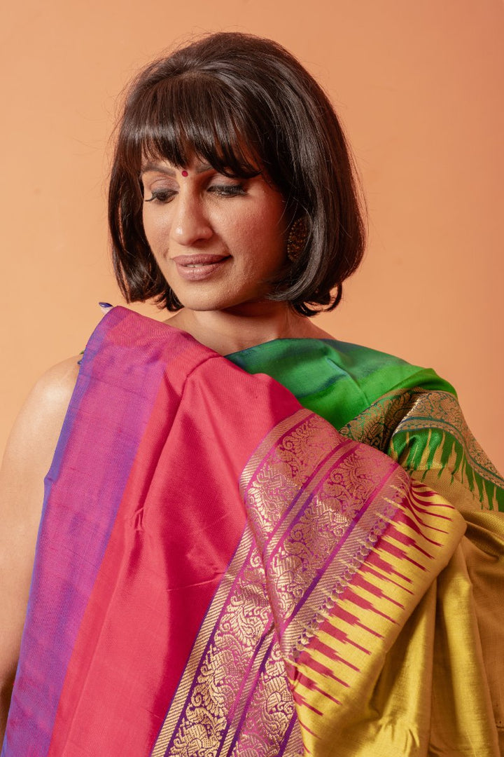Tavasya - Handwoven Pochampally Silk Saree | SILK MARK CERTIFIED | SHOBITAM
