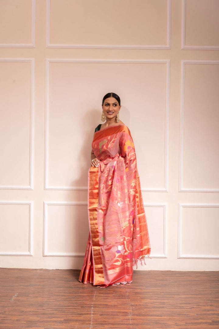 Amruta - PRE ORDER Royal Handwoven Uppada Jamdani Silk Saree | SILK MARK CETIFIED | SHOBITAM