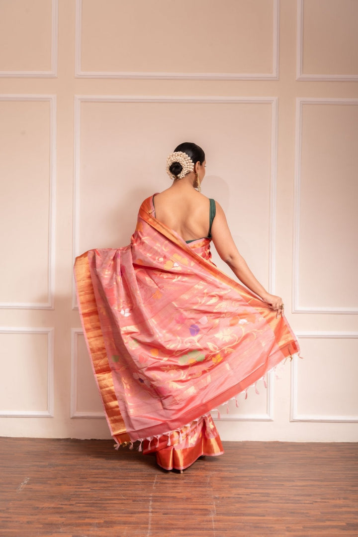 Amruta - PRE ORDER Royal Handwoven Uppada Jamdani Silk Saree | SILK MARK CETIFIED | SHOBITAM