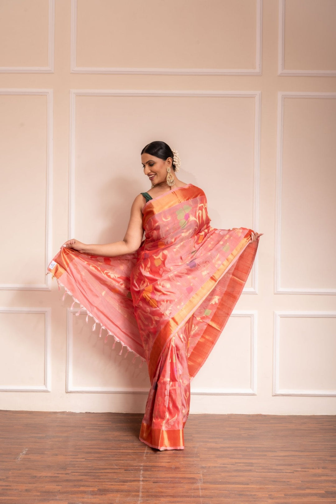 Amruta - PRE ORDER Royal Handwoven Uppada Jamdani Silk Saree | SILK MARK CETIFIED | SHOBITAM
