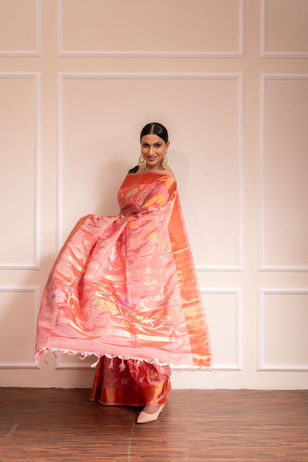 Amruta - PRE ORDER Royal Handwoven Uppada Jamdani Silk Saree | SILK MARK CETIFIED | SHOBITAM