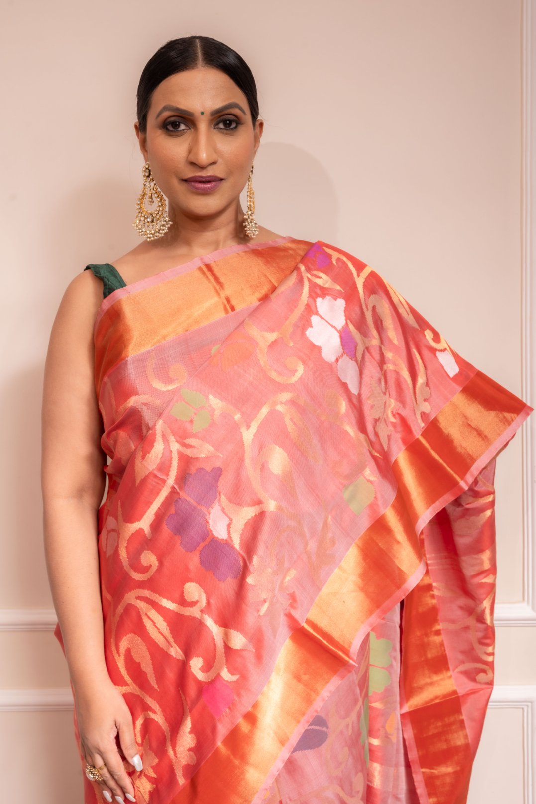 Amruta - PRE ORDER Royal Handwoven Uppada Jamdani Silk Saree | SILK MARK CETIFIED | SHOBITAM