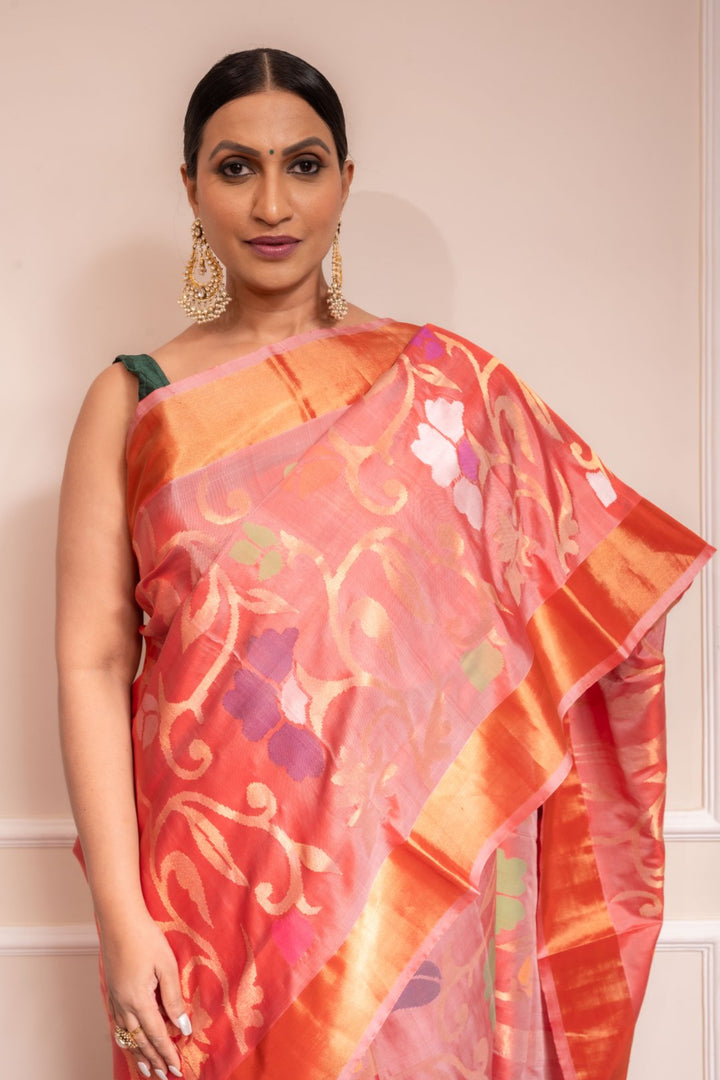 Amruta - PRE ORDER Royal Handwoven Uppada Jamdani Silk Saree | SILK MARK CETIFIED | SHOBITAM