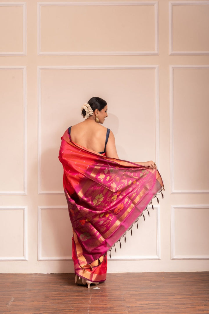 PRE ORDER Kamakshi - Handwoven Uppada Jamdani Silk Saree | SILK MARK CERTIFIED | SHOBITAM
