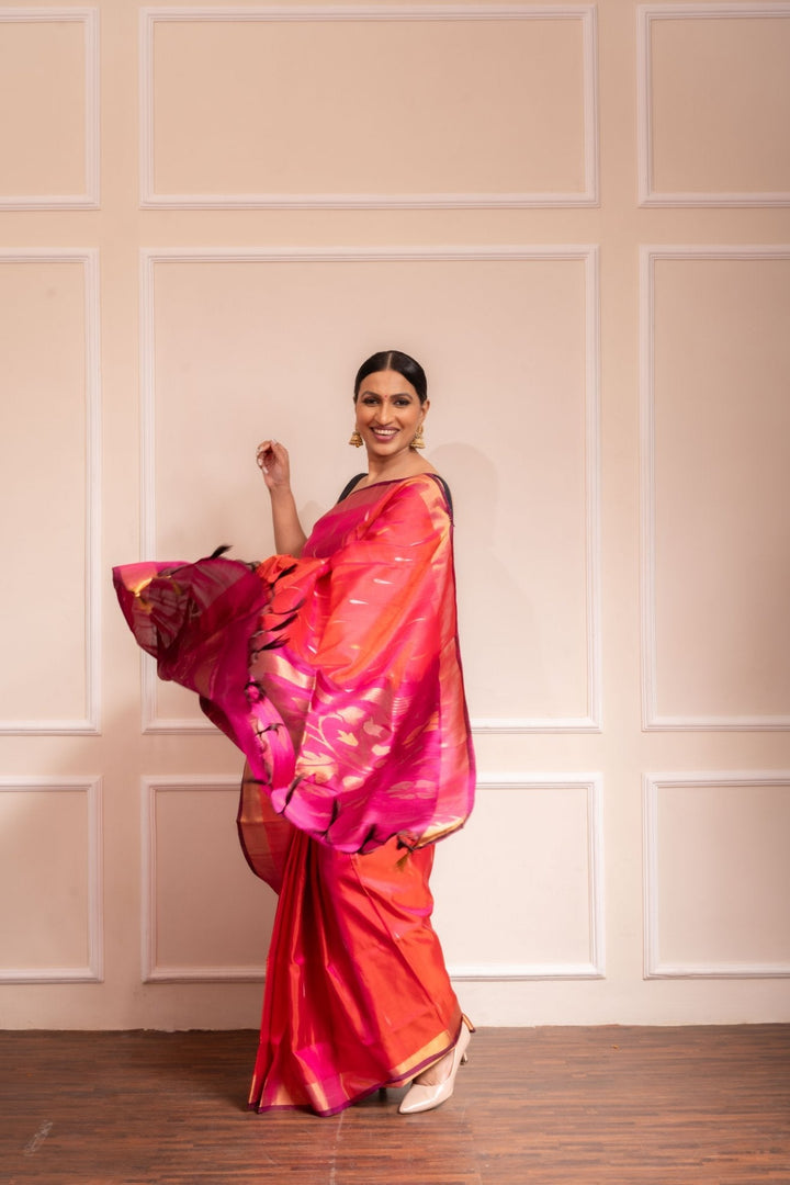 PRE ORDER Kamakshi - Handwoven Uppada Jamdani Silk Saree | SILK MARK CERTIFIED | SHOBITAM