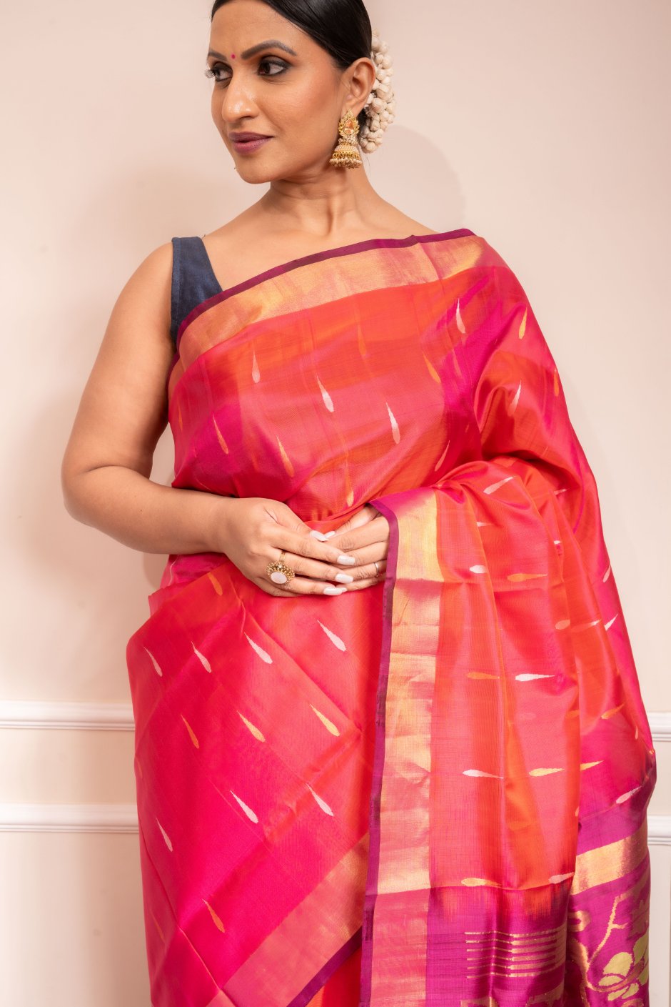 PRE ORDER Kamakshi - Handwoven Uppada Jamdani Silk Saree | SILK MARK CERTIFIED | SHOBITAM