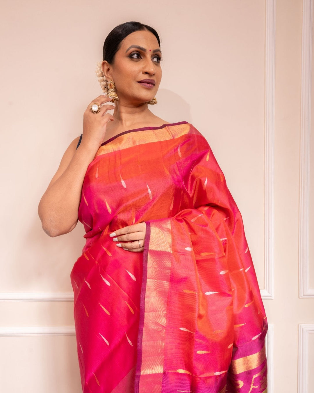 PRE ORDER Kamakshi - Handwoven Uppada Jamdani Silk Saree | SILK MARK CERTIFIED | SHOBITAM
