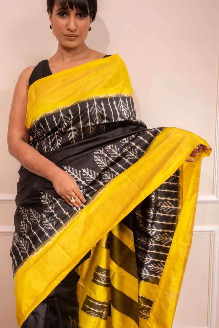 Black Royale - Handwoven Silk Saree | SILK MARK CERTIFIED | SHOBITAM