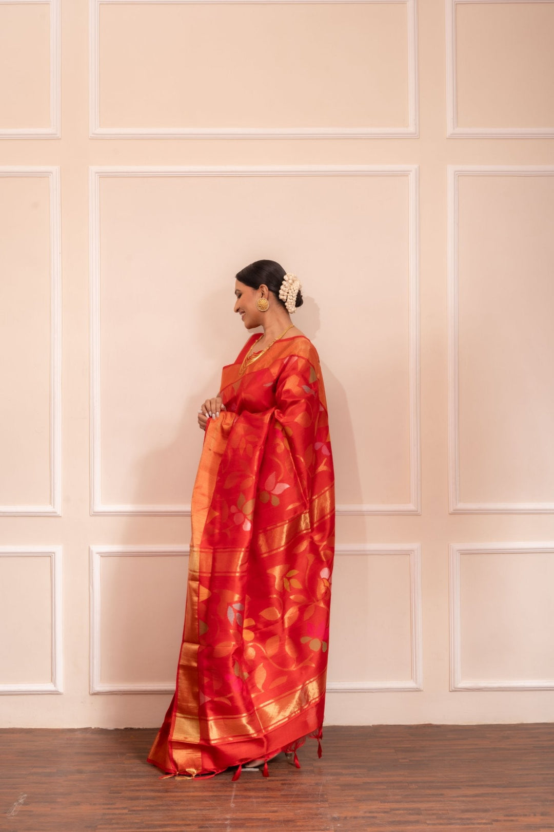 Devi - Royal Handwoven Uppada Jamdani Silk Saree | SILK MARK CERTIFIED | SHOBITAM