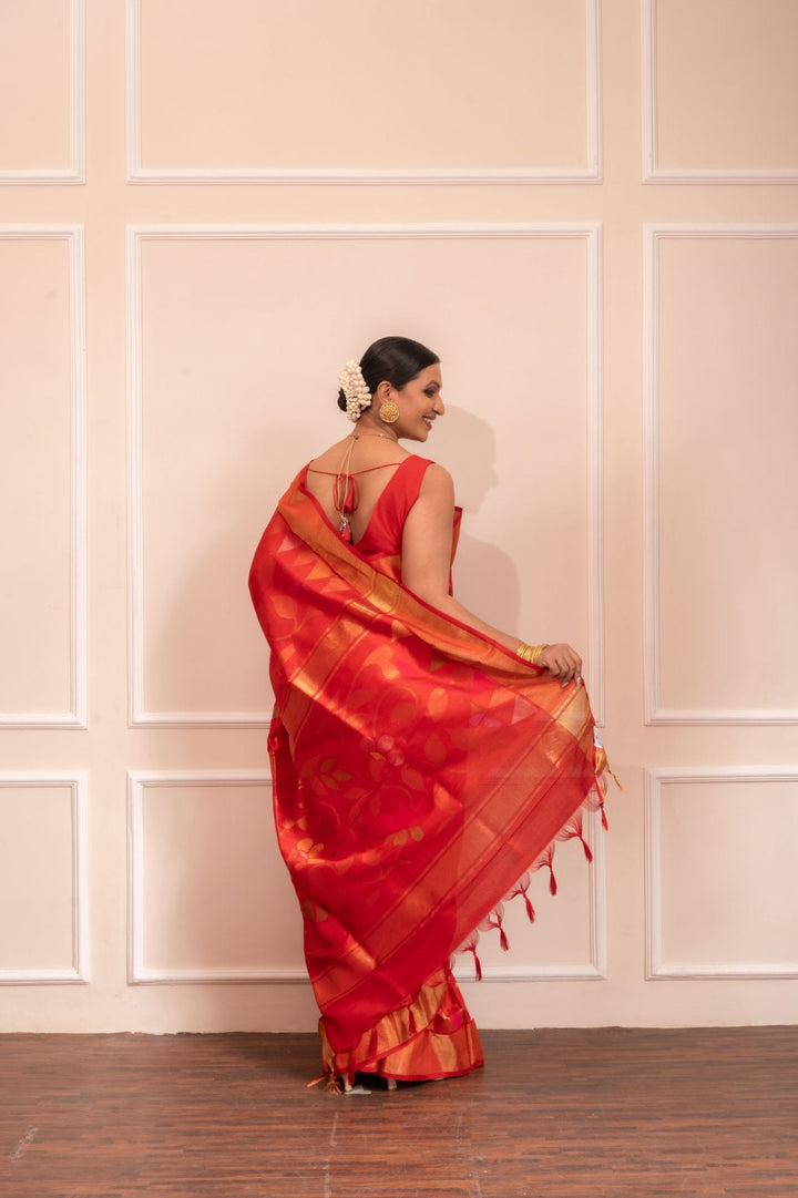 Devi - Royal Handwoven Uppada Jamdani Silk Saree | SILK MARK CERTIFIED | SHOBITAM