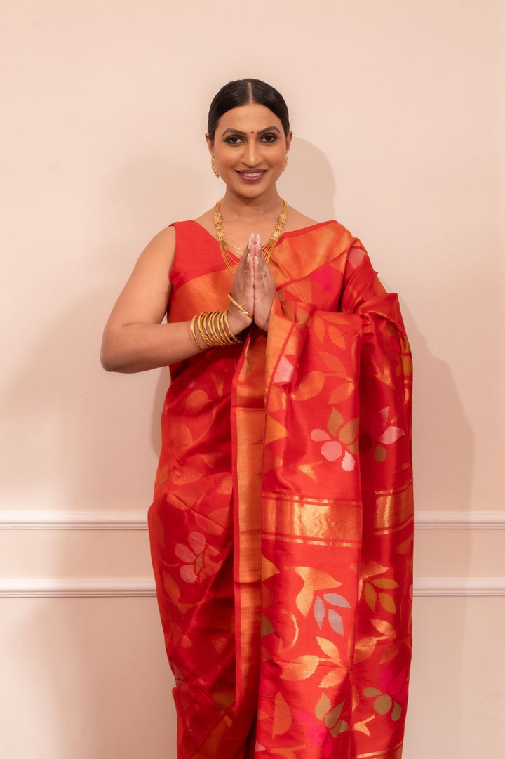 Devi - Royal Handwoven Uppada Jamdani Silk Saree | SILK MARK CERTIFIED | SHOBITAM