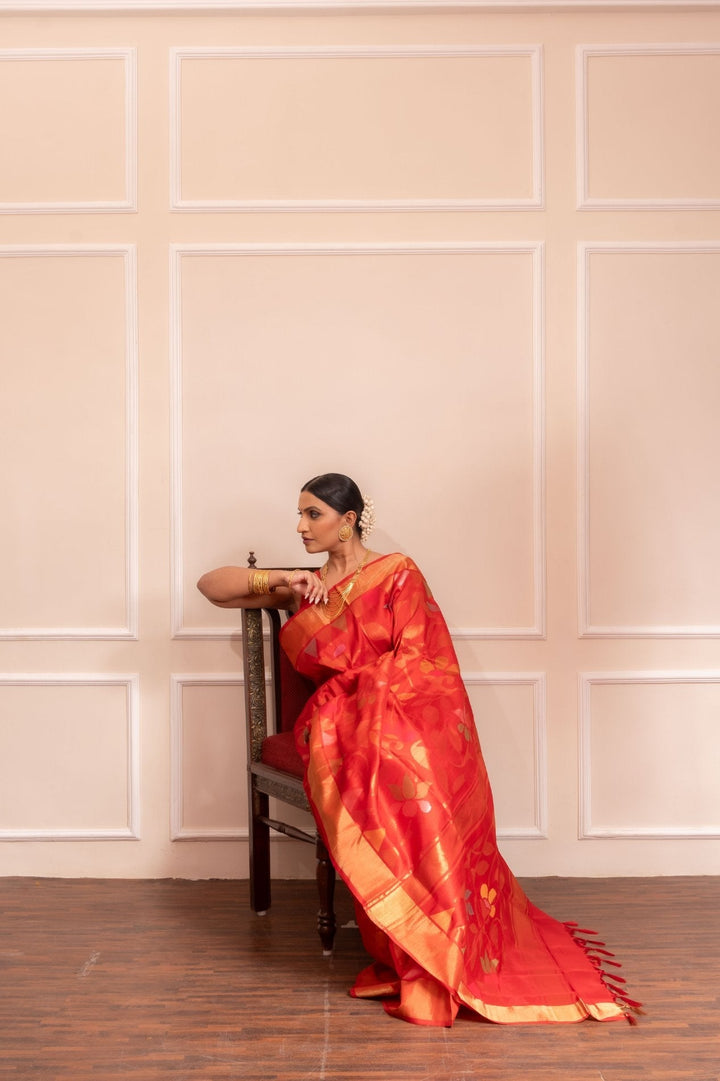Devi - Royal Handwoven Uppada Jamdani Silk Saree | SILK MARK CERTIFIED | SHOBITAM