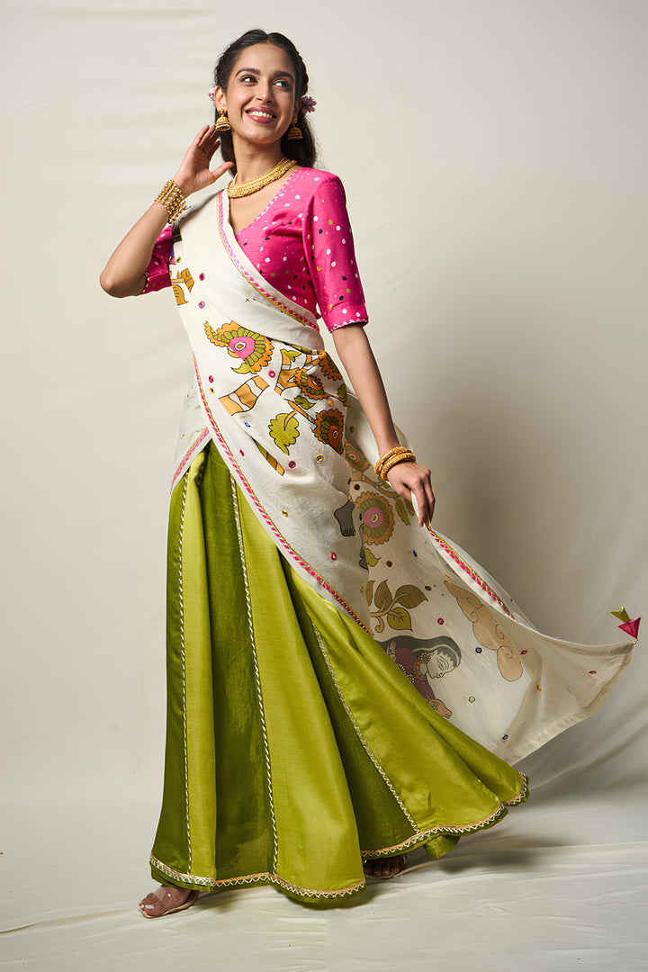 KĀNTARA GREEN LEHENGA SET(SET OF 3) | SHOBITAM