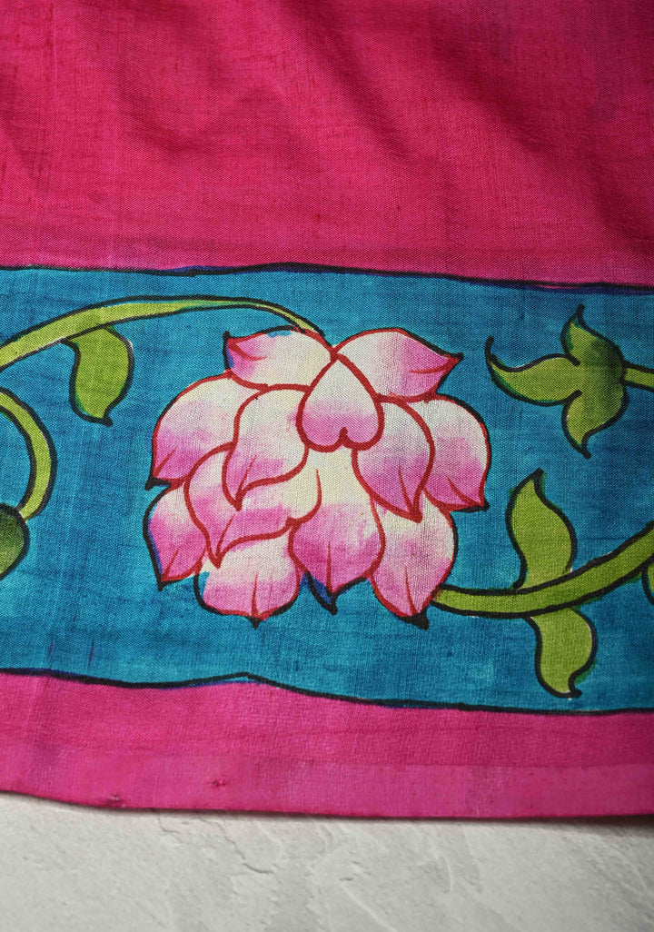 Beige Pure  Bishnupuri Silk Saree with PIchwai Design Lotus Hand Painted details | SILK MARK CERTIFIED