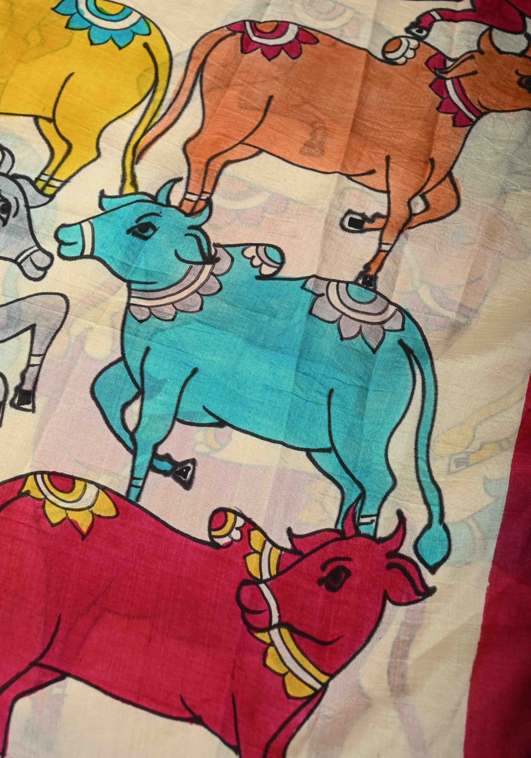 Yellow Pure Bishnupuri Silk Saree with Pichwai Hand Painted on Pallu and Gotta Border | SILK MARK CERTIFIED