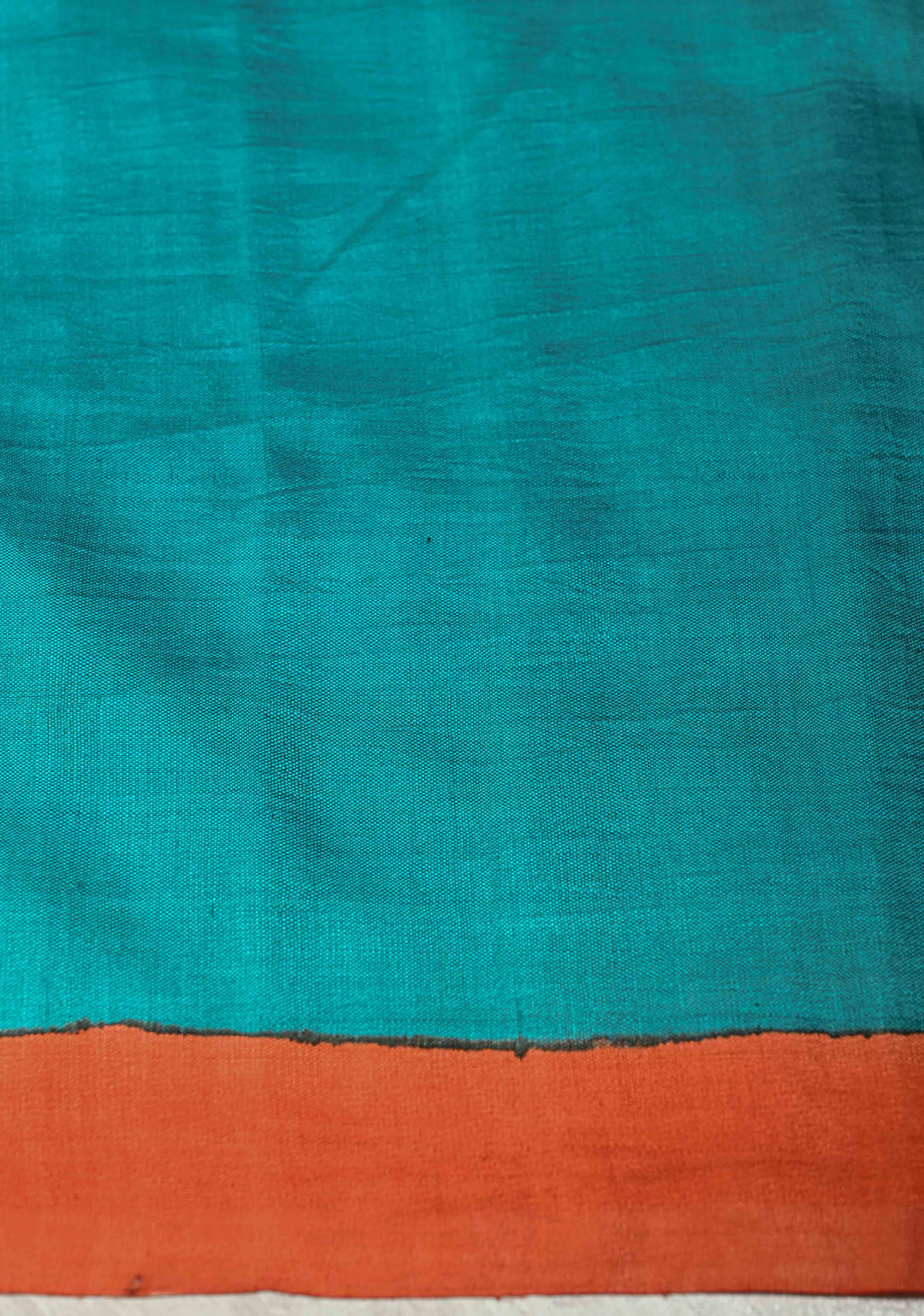 Orange Pure Handloom Silk Saree with Lotus Hand Painted and Nandi Motifs on Pallu | SILK MARK CERTIFIED