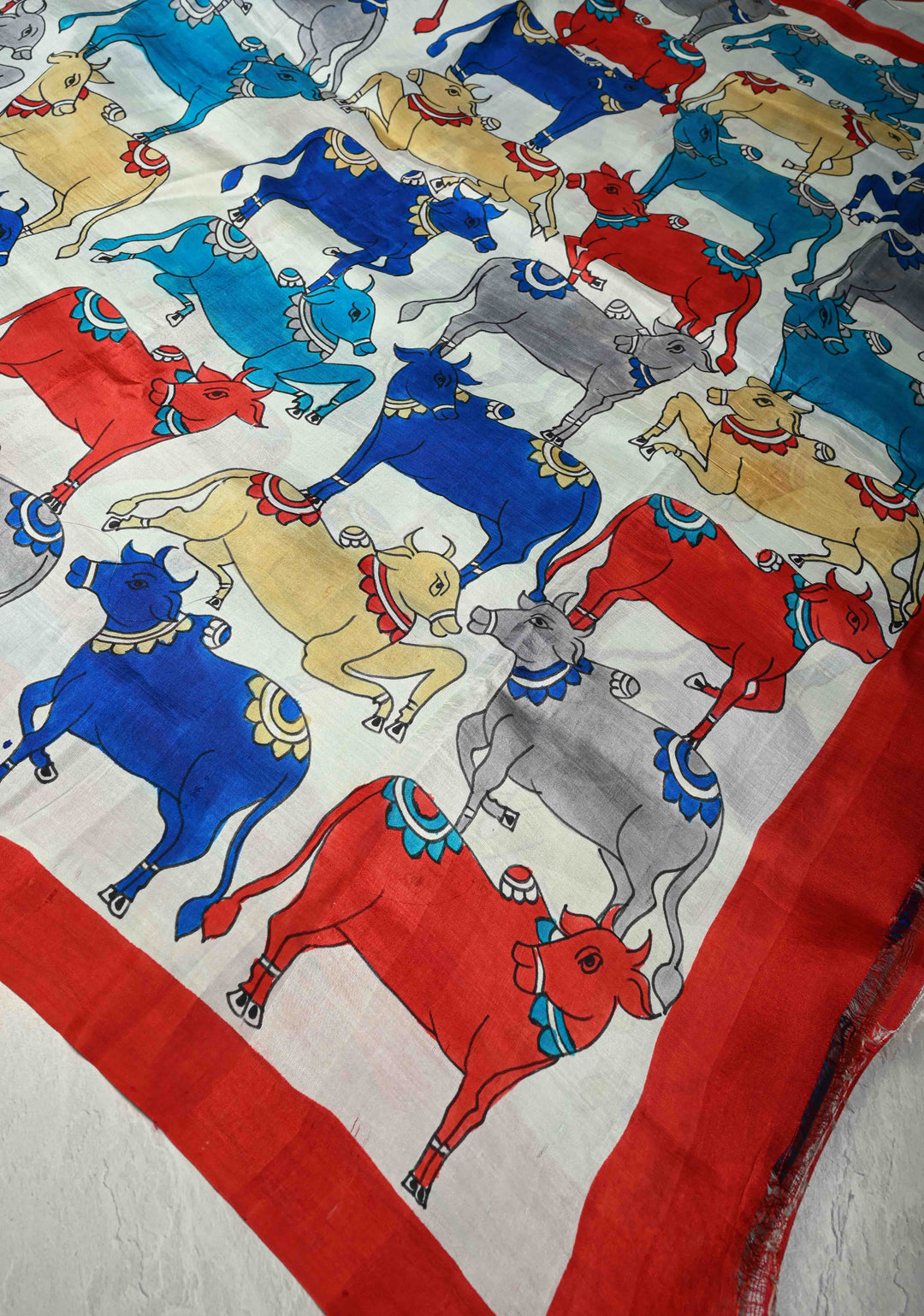 Ananda Blue Pure Handloom Silk saree with Pichwai Hand Painted on Pallu | SILK MARK CERTIFIED