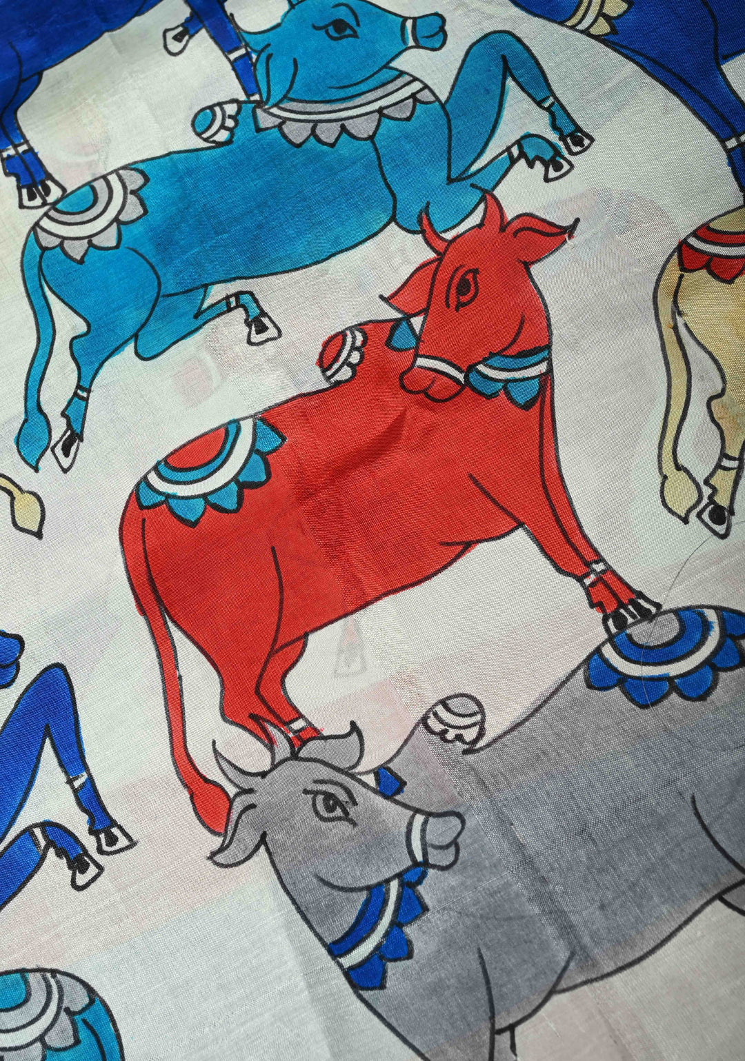 Ananda Blue Pure Handloom Silk saree with Pichwai Hand Painted on Pallu | SILK MARK CERTIFIED