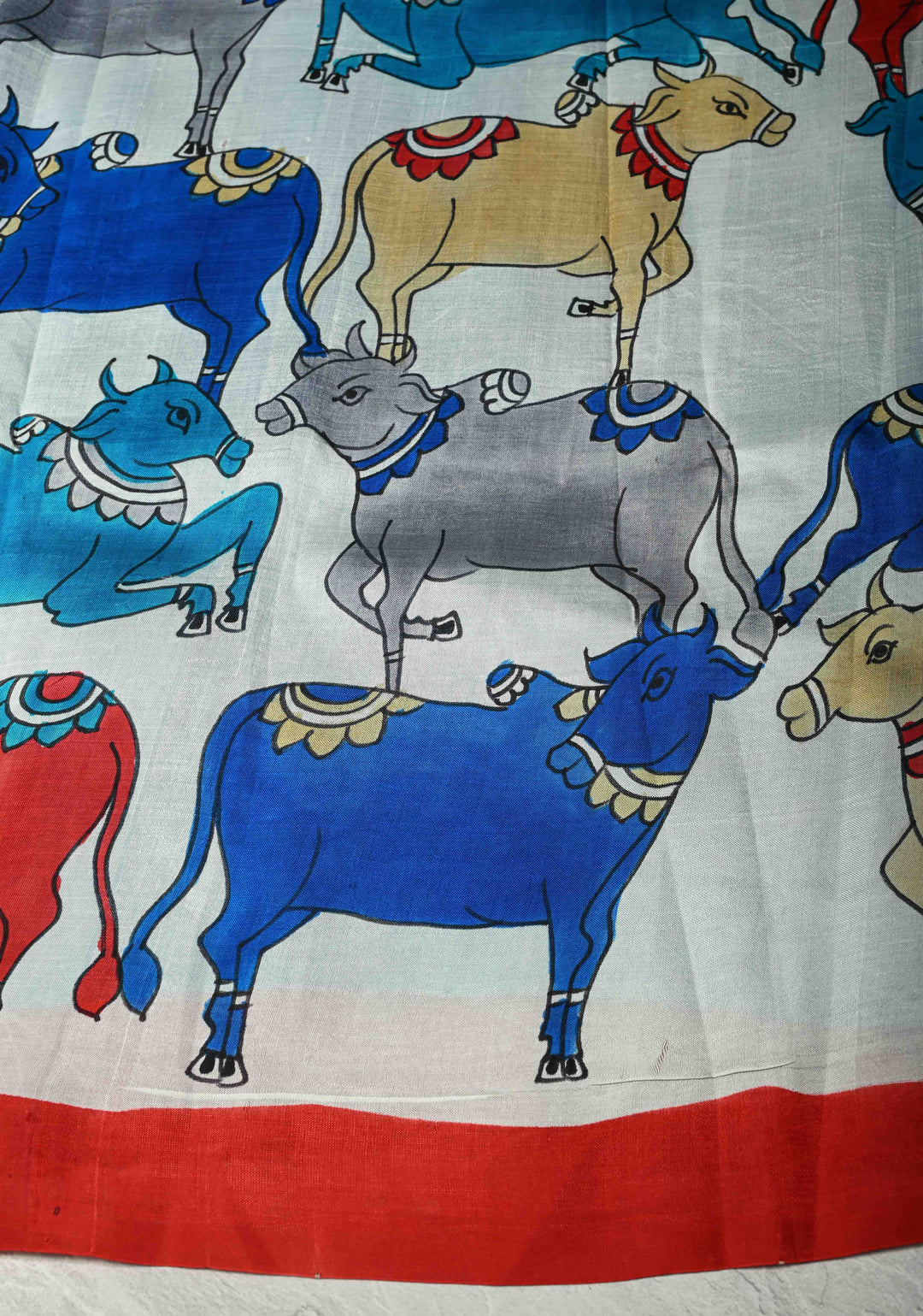 Ananda Blue Pure Handloom Silk saree with Pichwai Hand Painted on Pallu | SILK MARK CERTIFIED