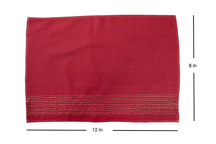 Maroon Kantha Cotton Table Mats- 4Pack | SHOBITAM