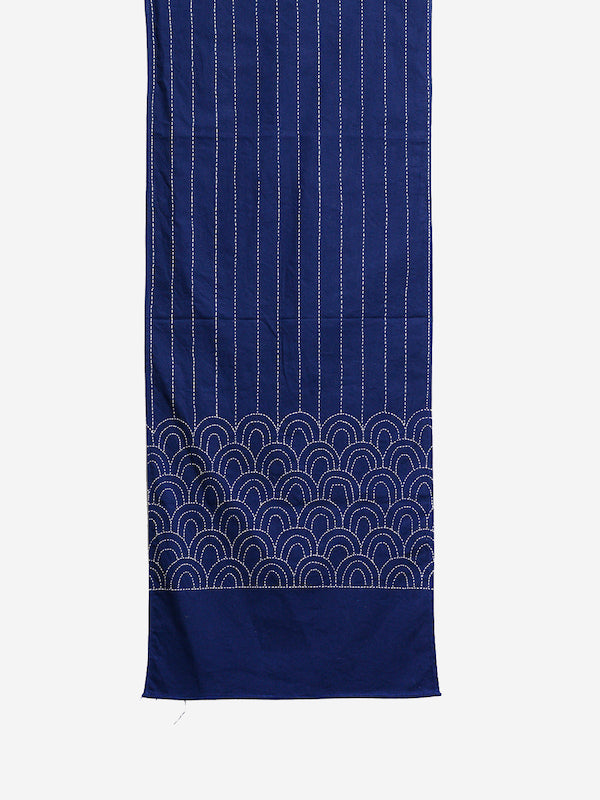 Navy Kantha Cotton dining Table Runner | SHOBITAM