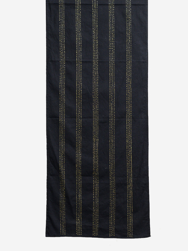 Black Gold Kantha Cotton dining Table Runner | SHOBITAM