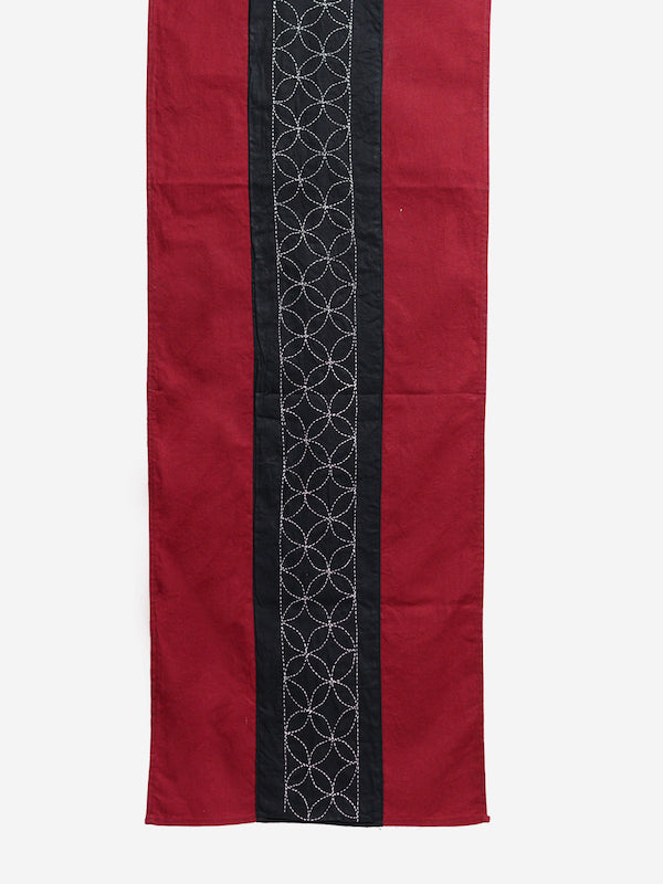 Maroon Black Kantha Cotton dining Table Runner | SHOBITAM