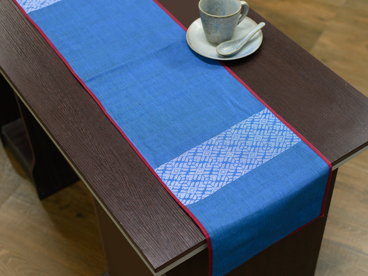 Blue Axomiya Cotton Table Runner | SHOBITAM