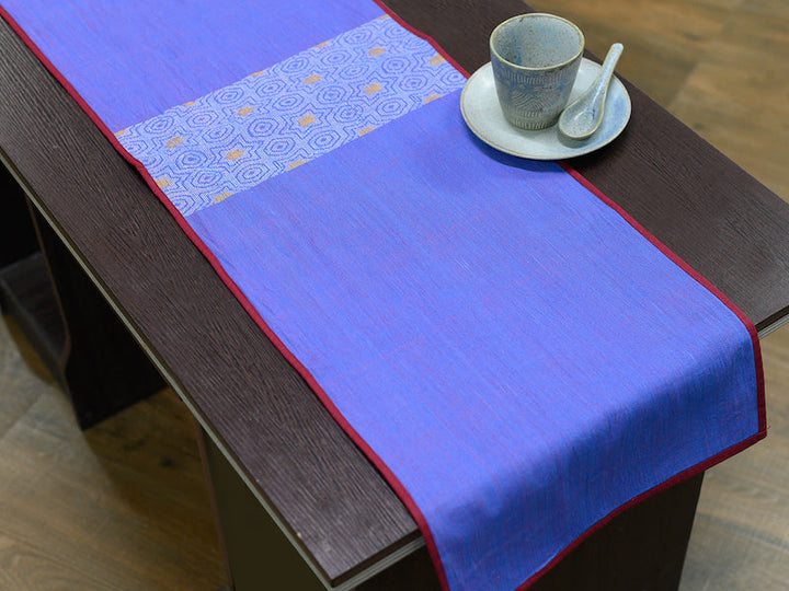 Blue Yellow Cotton Table Runner | SHOBITAM