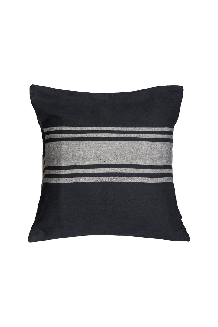 Black Woven Cotton Cushion Covers - Pack of 1 | SHOBITAM