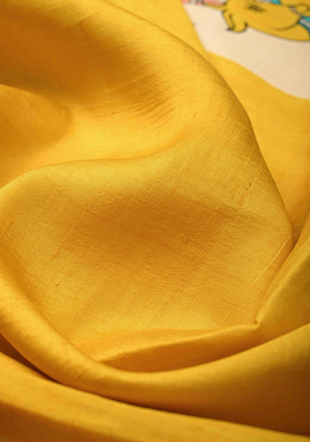 Yellow Pure Bishnupuri Silk Saree with Pichwai Hand Painted on Pallu and Gotta Border | SILK MARK CERTIFIED