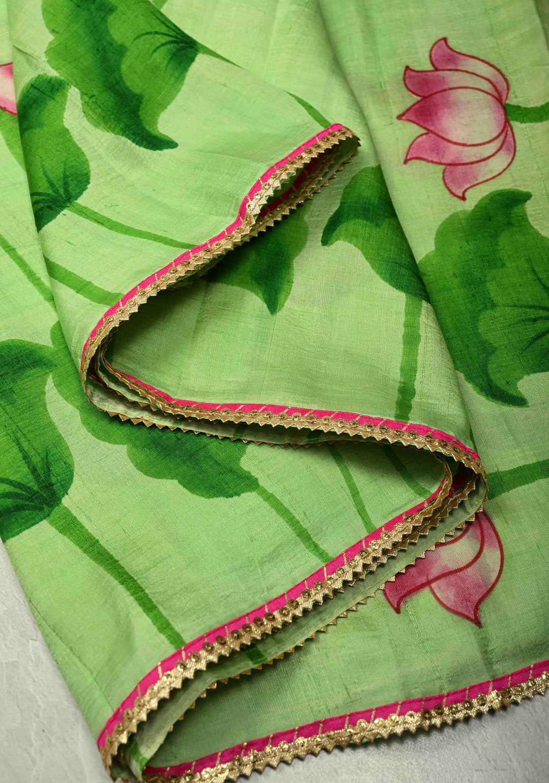 Vermilion Orange Pure Tussar Silk Saree with Kalamkari Lotus Hand Painted and Pichwai Motifs on Pallu | SILK MARK CERTIFIED (Copy)