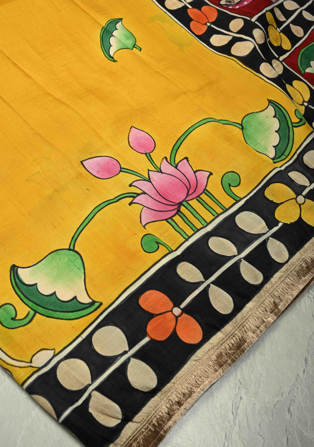 Prussian Blue Pure Handloom Tussar Silk saree with Kalamkari Pichawai Handpainted | SILK MARK CERTIFIED (Copy)